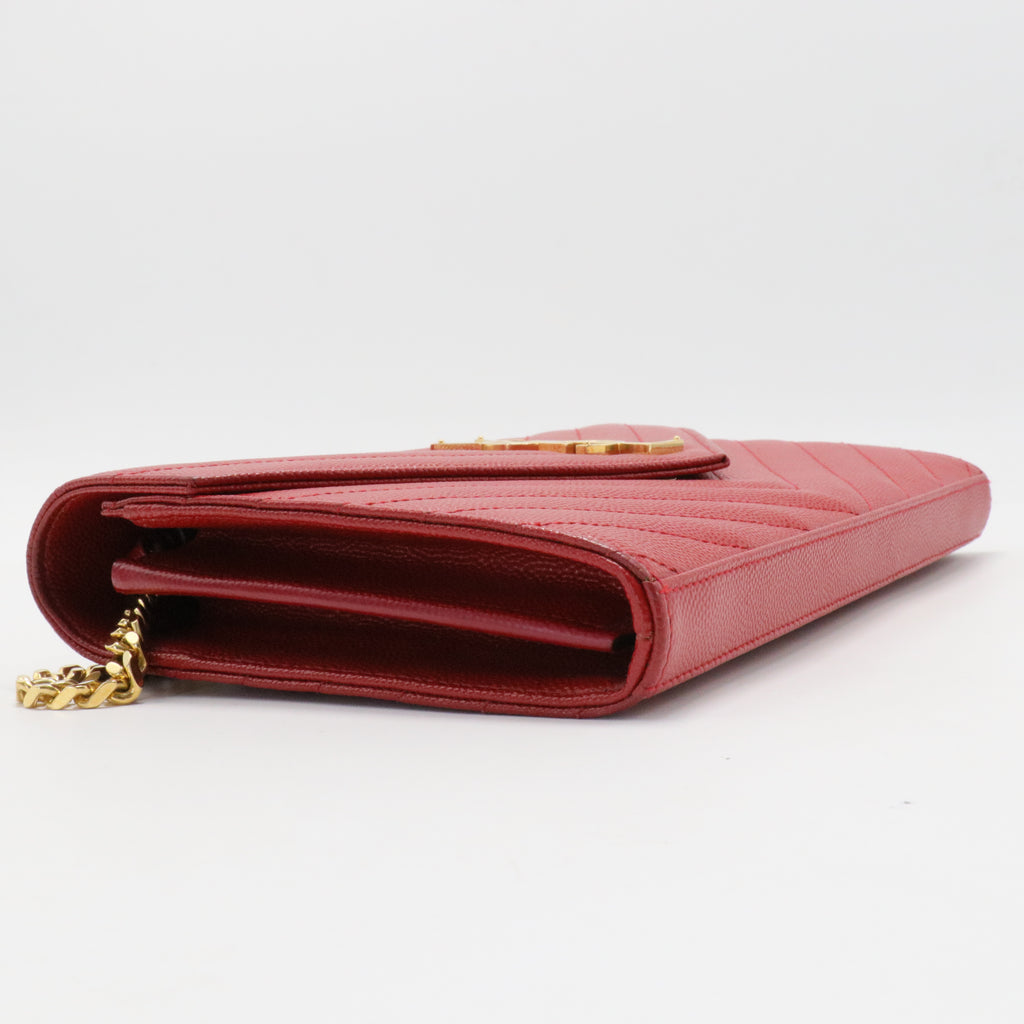 Classic Monogram Wallet on Chain Matelasse Chevron Leather Medium