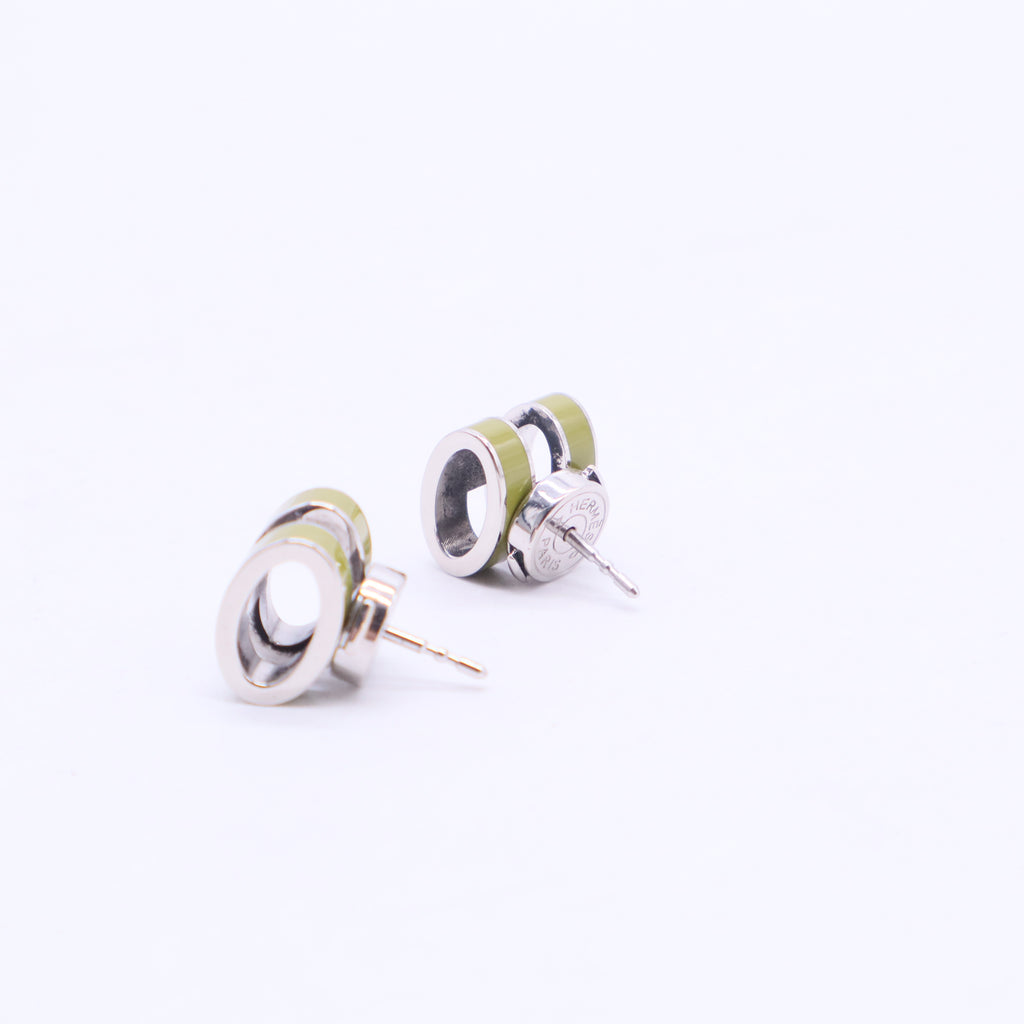 Pop H Green Stud Earrings Silvery W20319