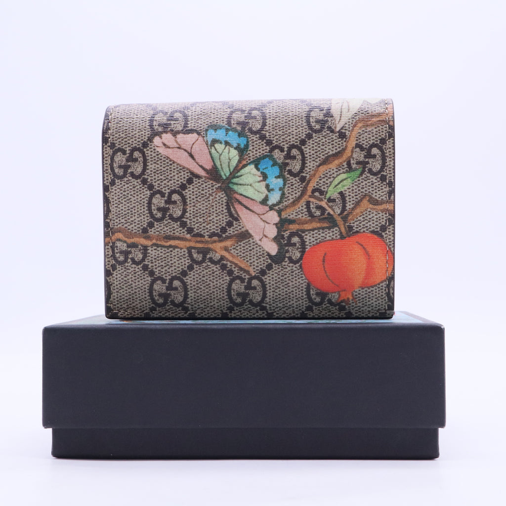 Beige Tian GG Supreme Canvas Card Case W20340