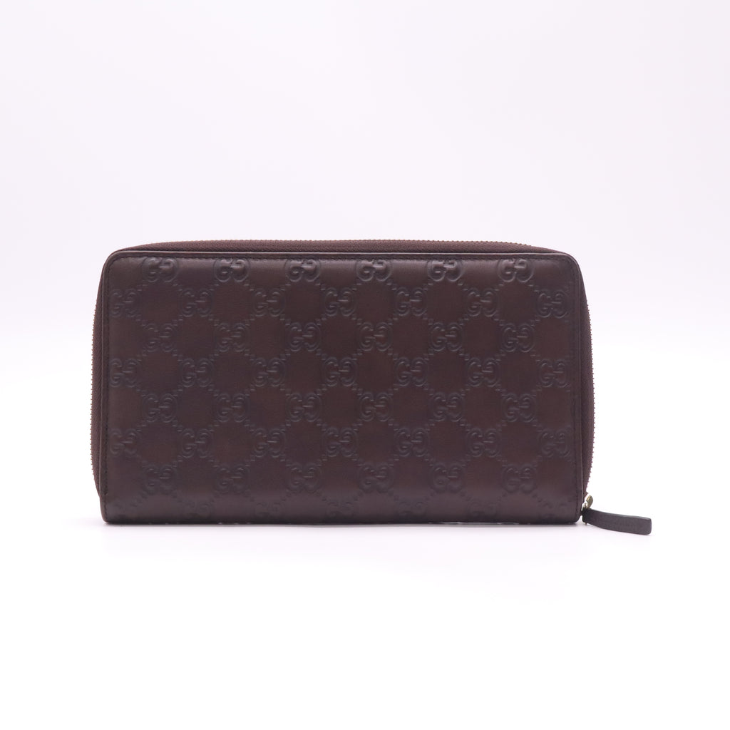 Gucci Guccissima Metal Bar Zip Around Wallet W22657