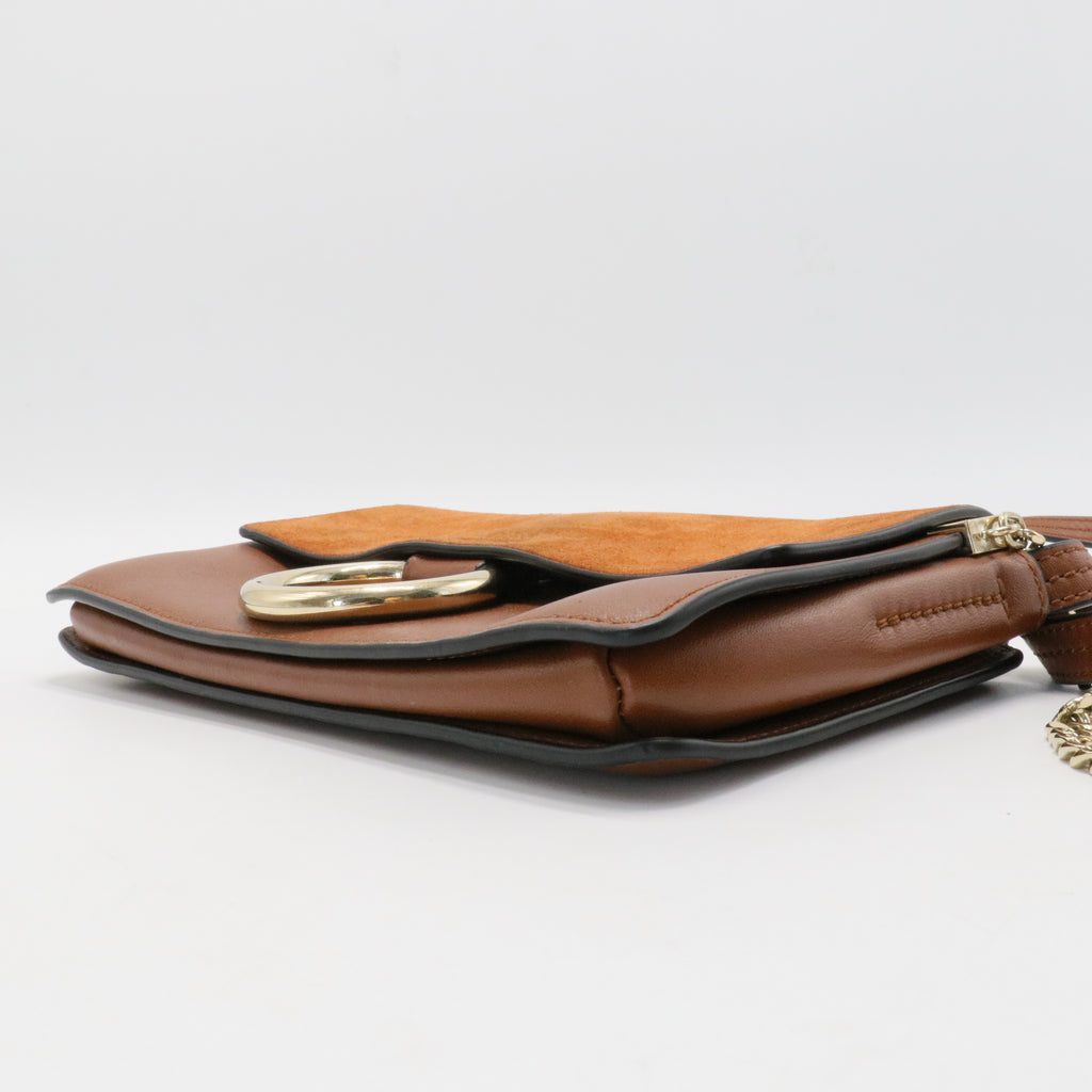 Suede Calfskin Mini Faye Shoulder Bag Tobacco