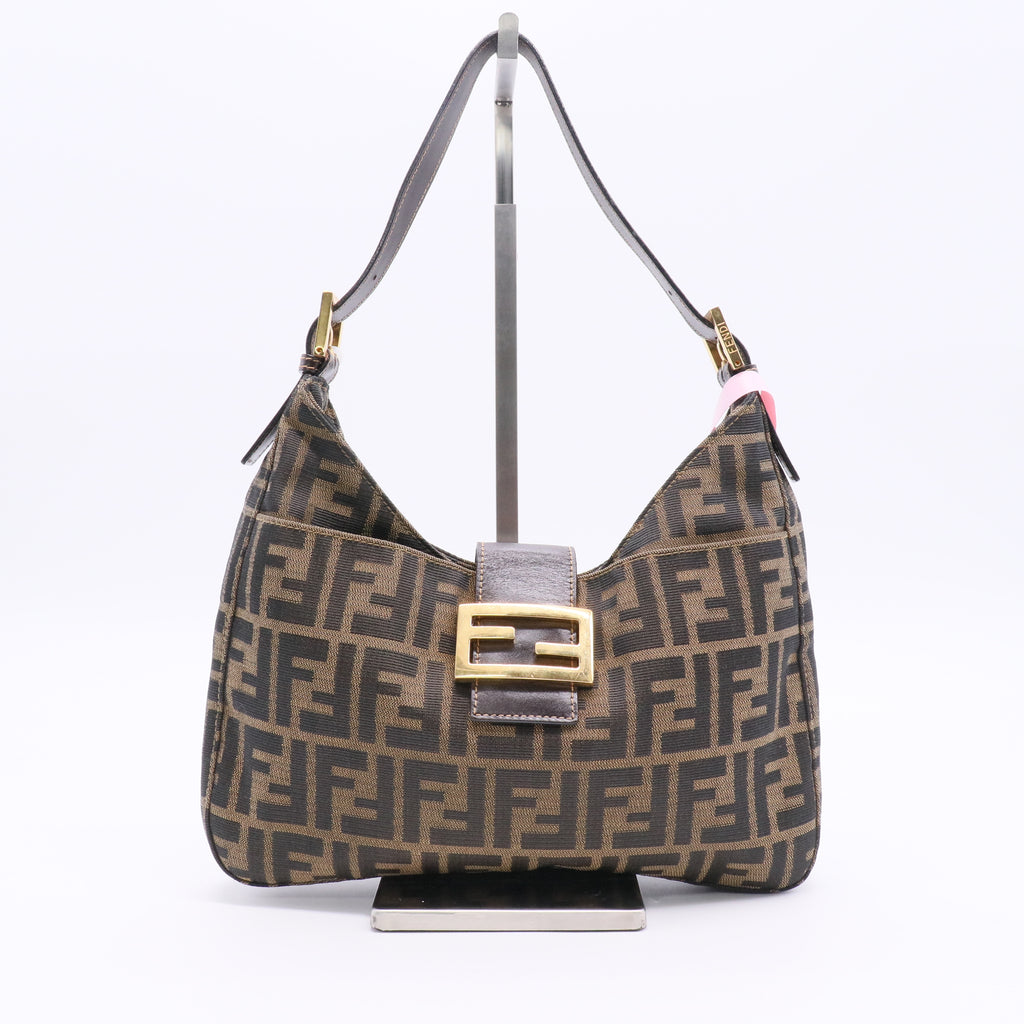 Fendi Zucca Mamma Baguette Canvas Leather Shoulder bag Twins