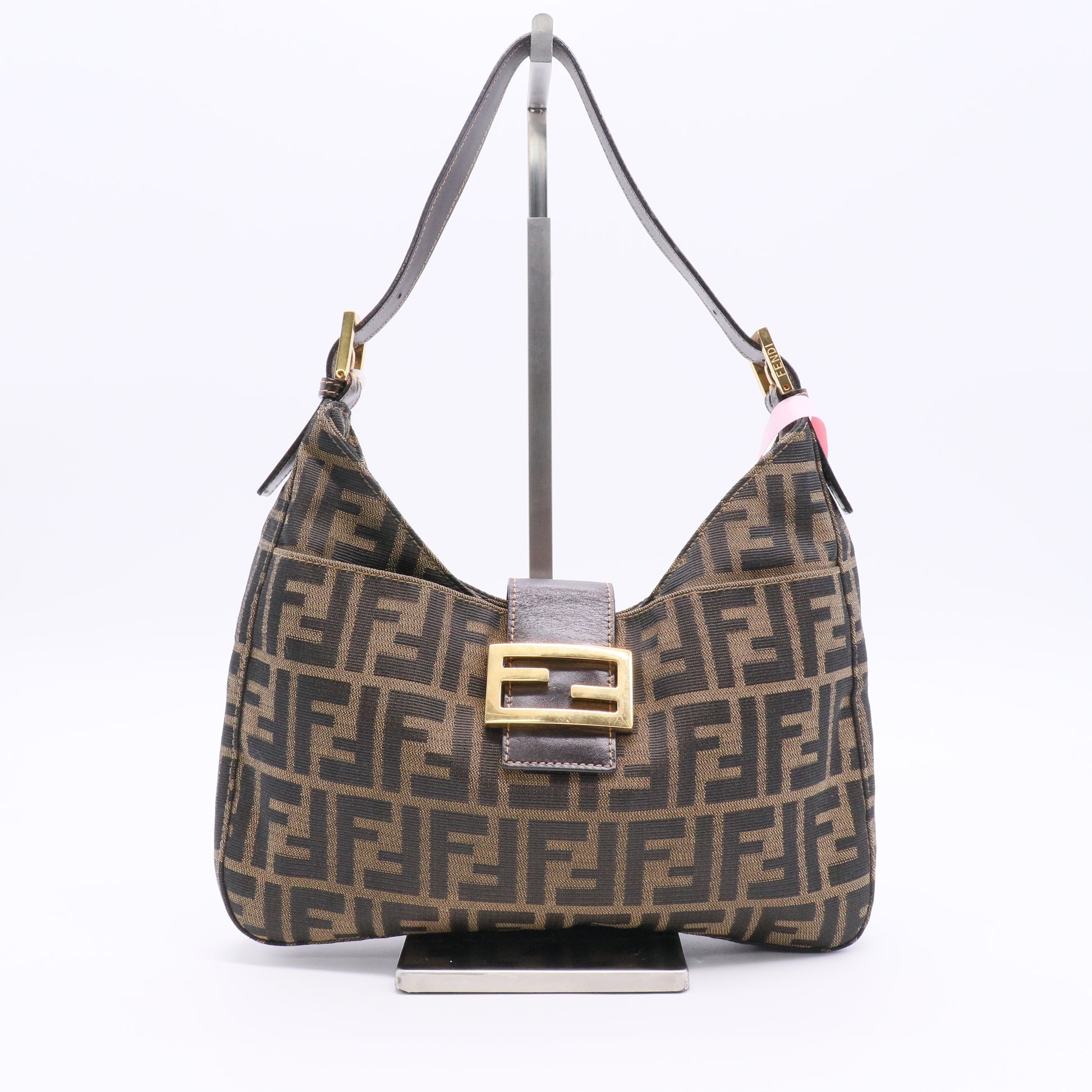 Fendi Zucca Mamma Baguette Canvas Leather Shoulder bag Twins
