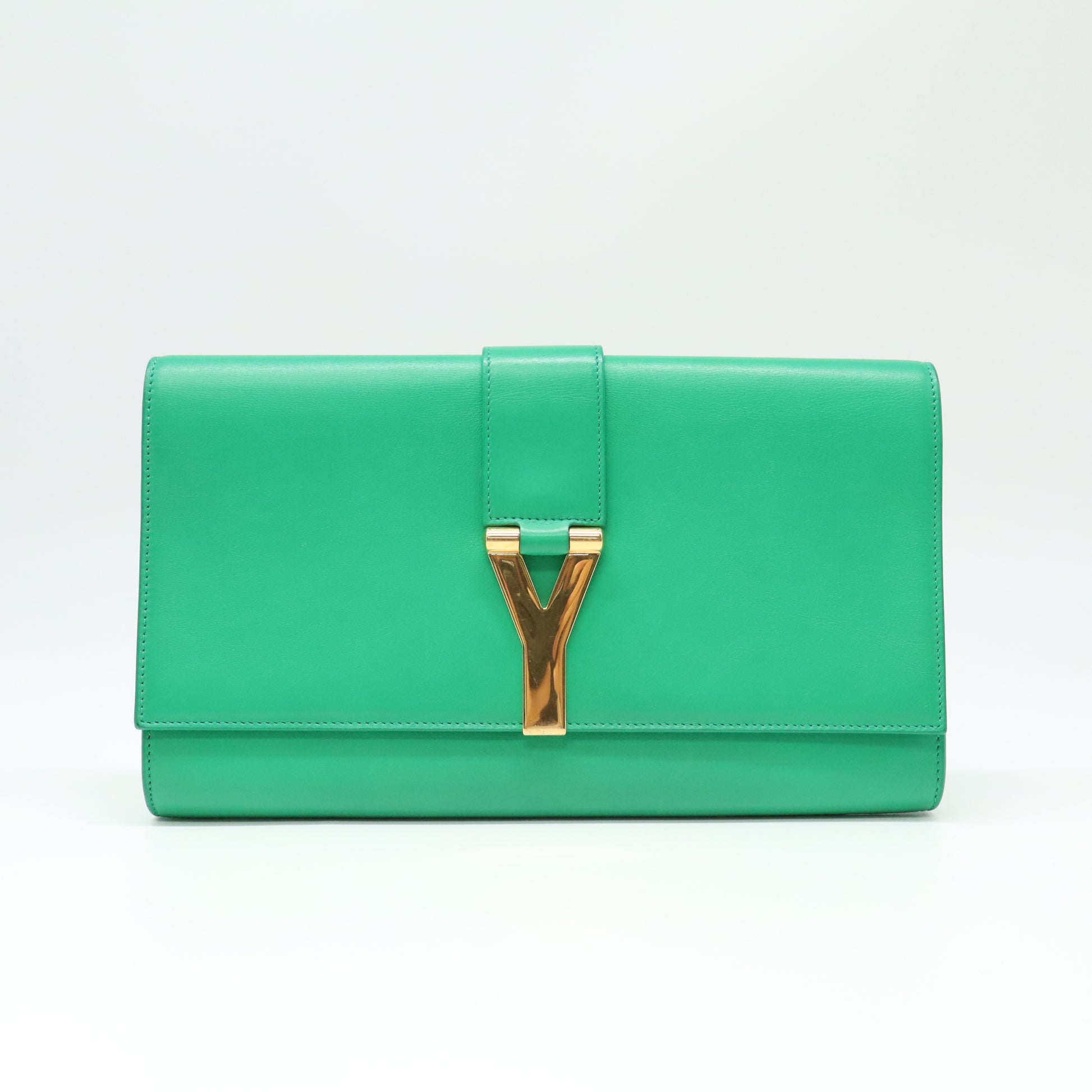 Yves Saint Laurent Green Calfskin Leather Ligne Y Clutch Bag W21772