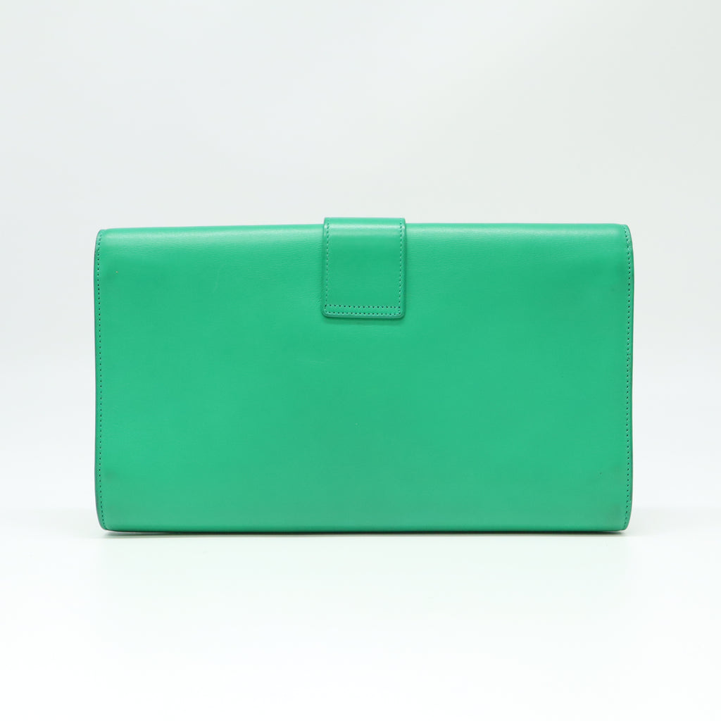 Yves Saint Laurent Green Calfskin Leather Ligne Y Clutch Bag W21772