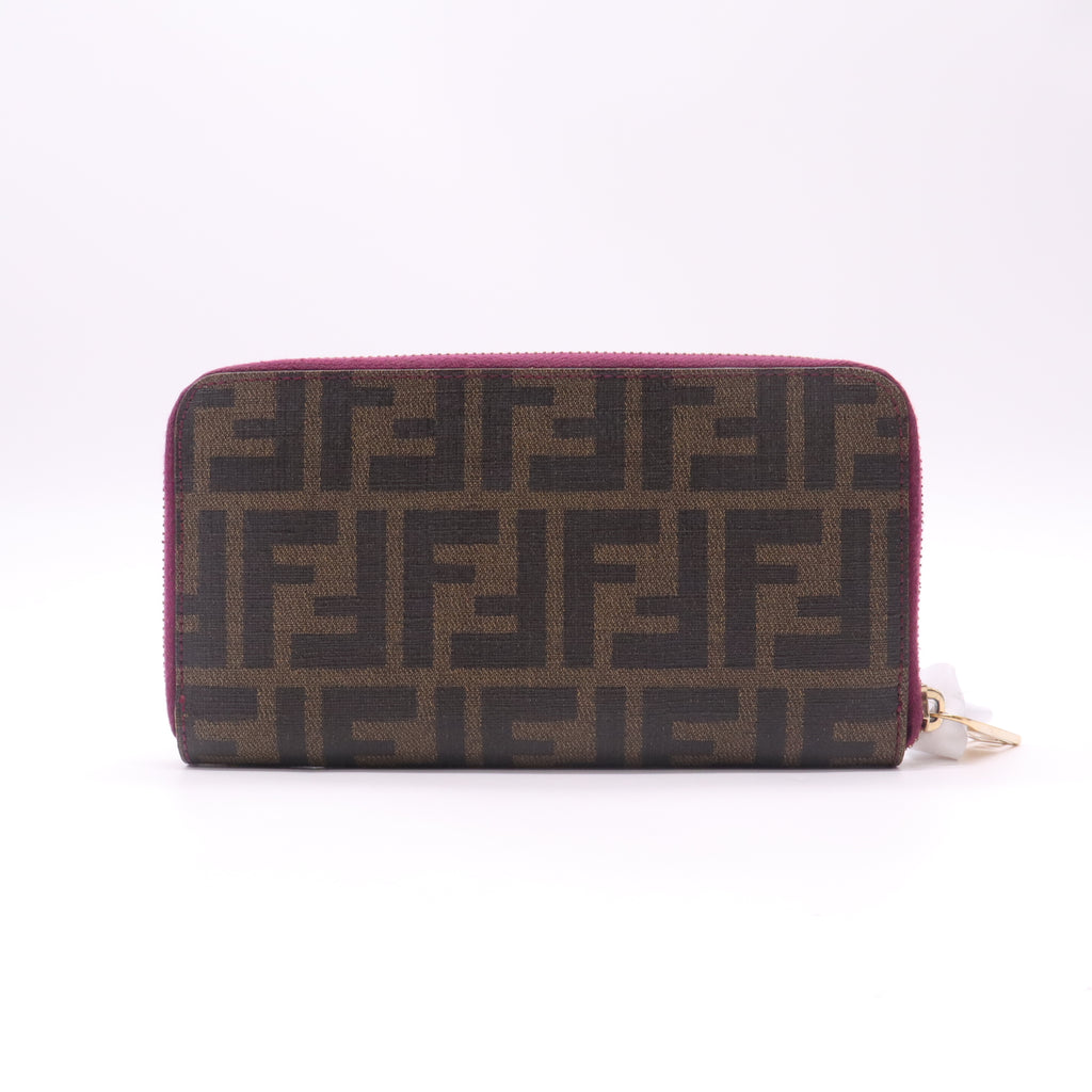 Fendi Fortune Zucca Spalmati Ladybug Zip Continental Wallet W22656