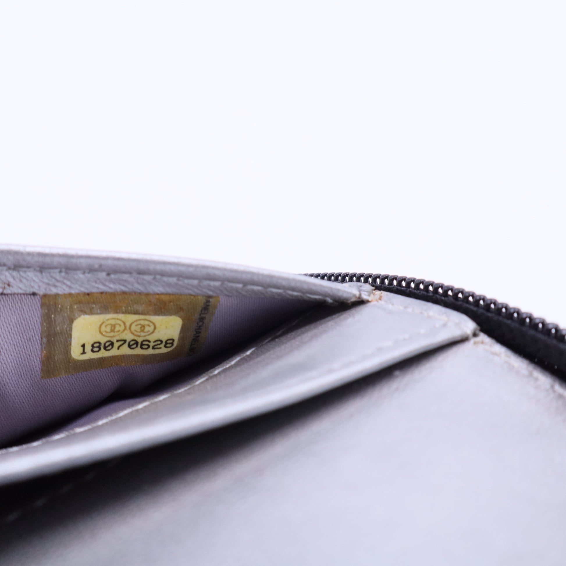 Chanel Lambskin Camellia Embossed Zip Around Organizer Wallet Black twins w7074