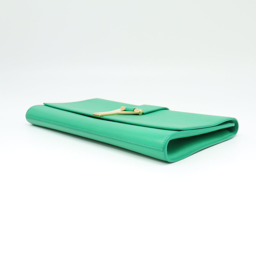 Yves Saint Laurent Green Calfskin Leather Ligne Y Clutch Bag W21772