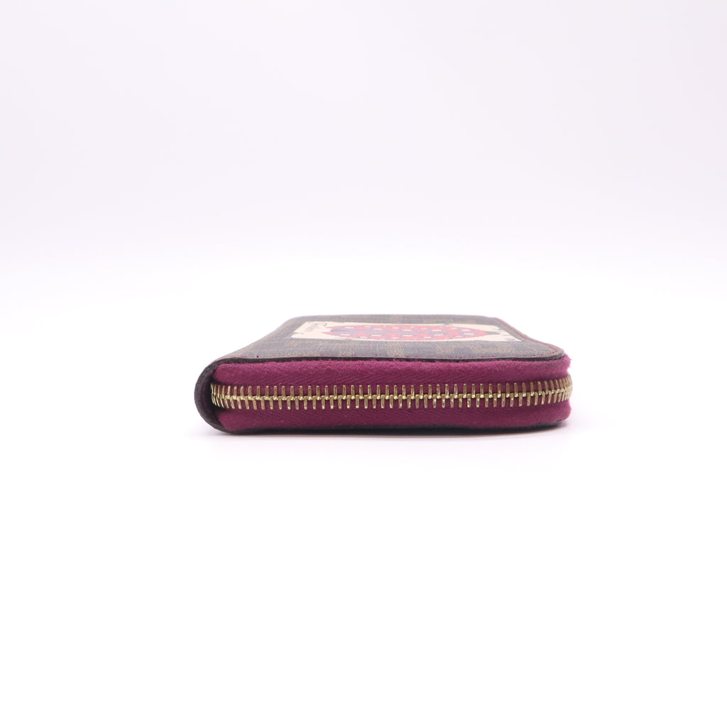 Fendi Fortune Zucca Spalmati Ladybug Zip Continental Wallet W22656