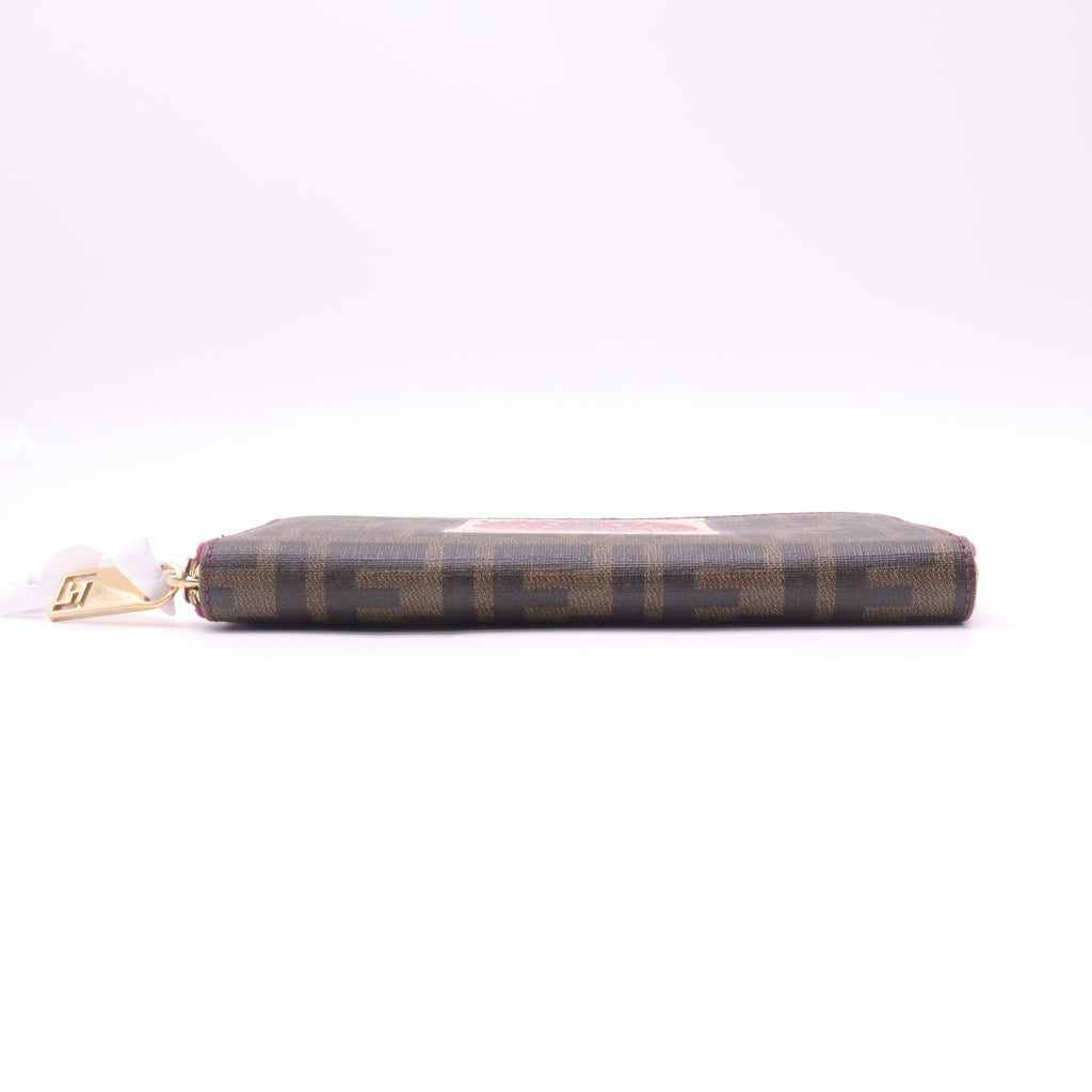 Fendi Fortune Zucca Spalmati Ladybug Zip Continental Wallet W22656