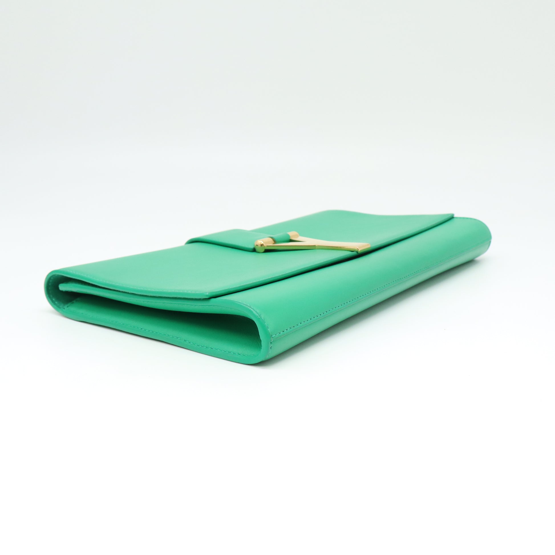 Yves Saint Laurent Green Calfskin Leather Ligne Y Clutch Bag W21772