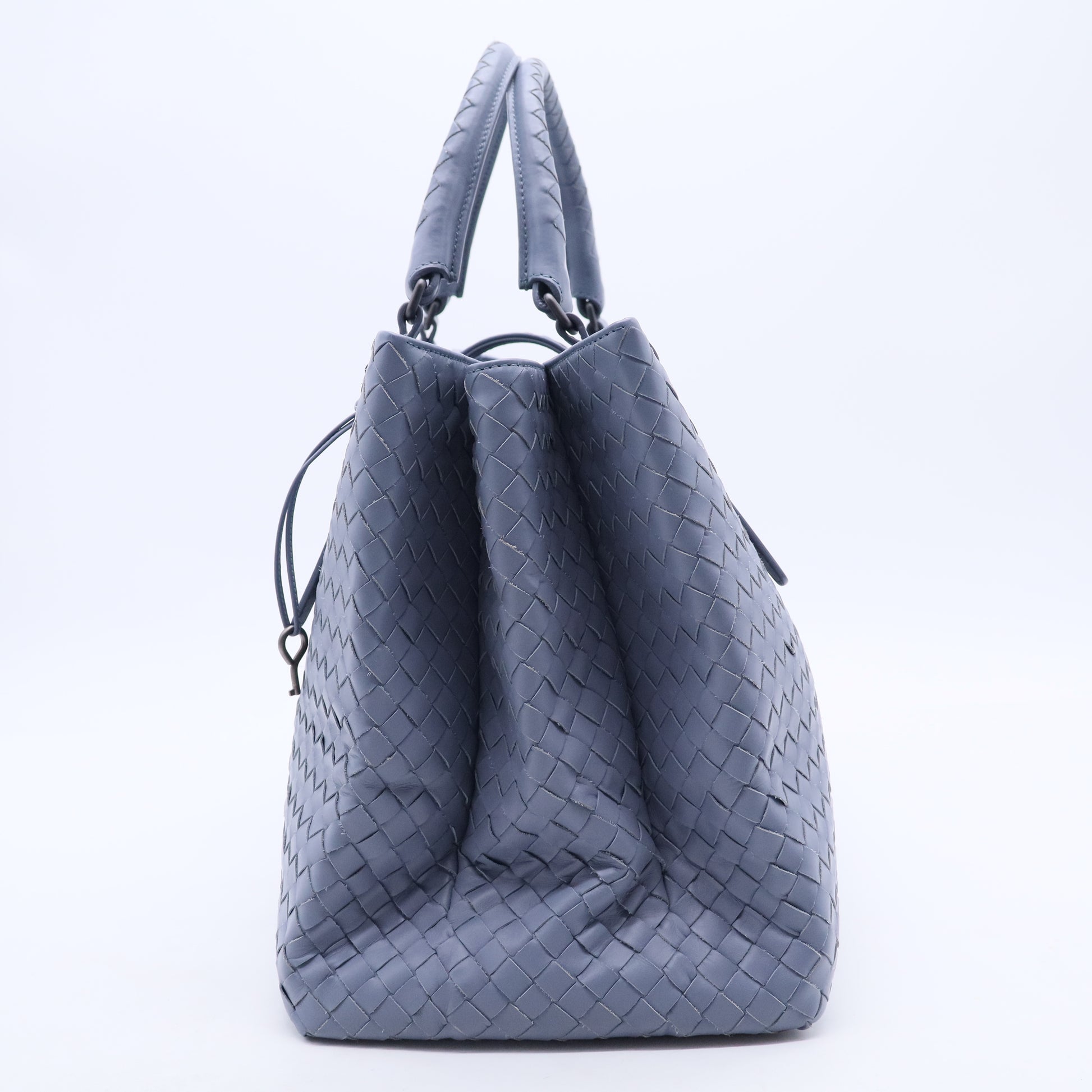 Blue Intrecciato Leather Small Roma Tote b20285