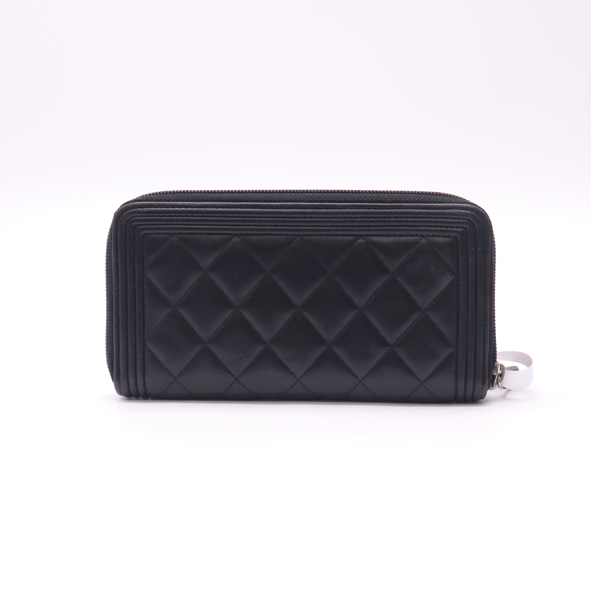 Lambskin Quilted Boy Zip Around Wallet Black W22605