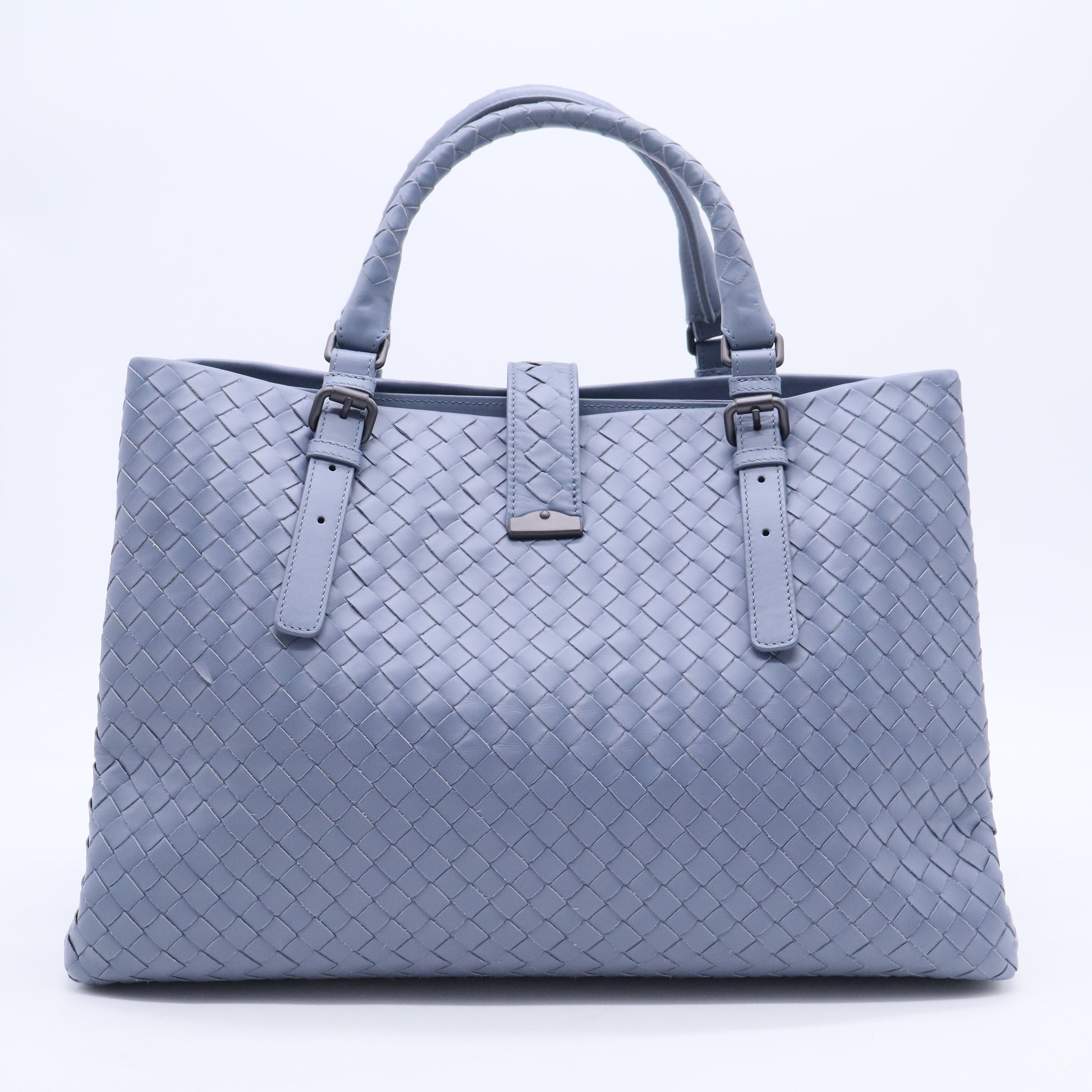 Blue Intrecciato Leather Small Roma Tote b20285