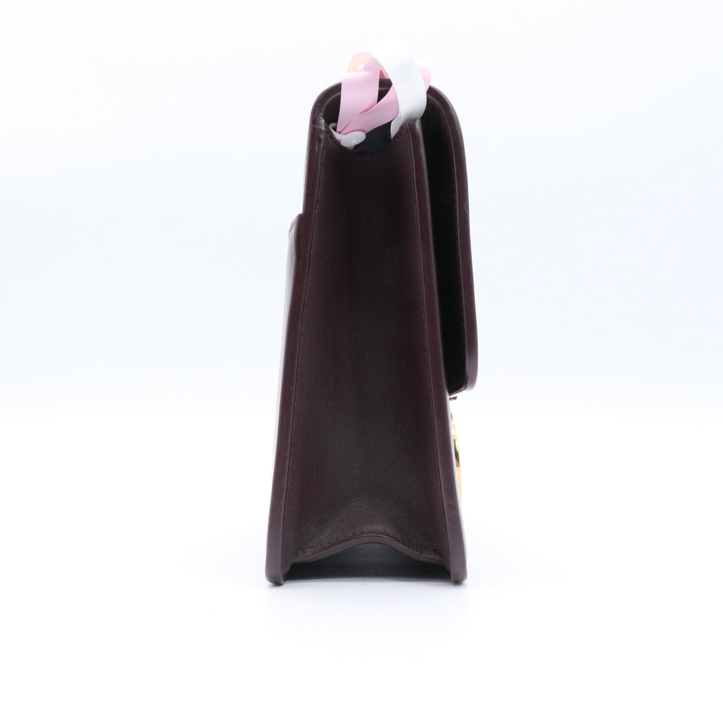 Smooth Calfskin 30 Montaigne Flap Bag Burgundy twins