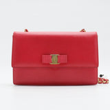 Vara Bow Chain Clutch Leather Small