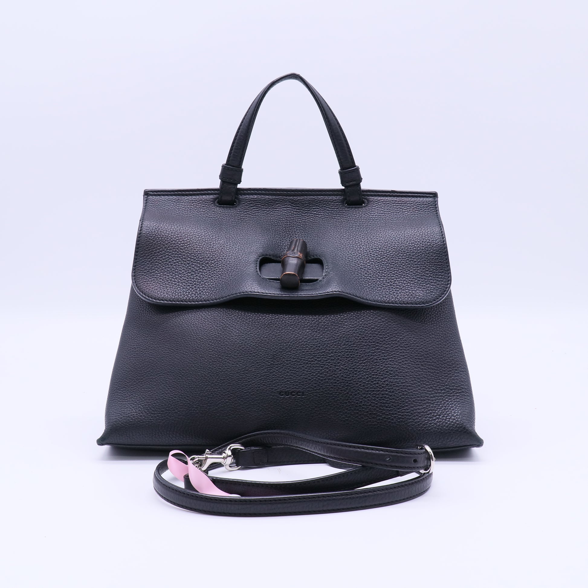 Bamboo Daily Top Handle Bag Leather Medium Twins LDJ4110