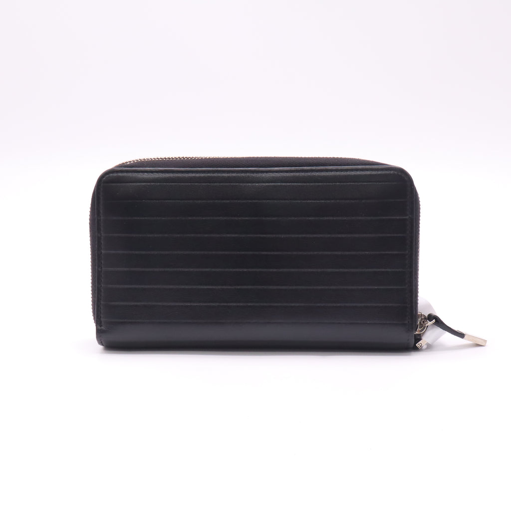 Dior Homme Black Tie Ribbed Leather Zip-Around Wallet W22591