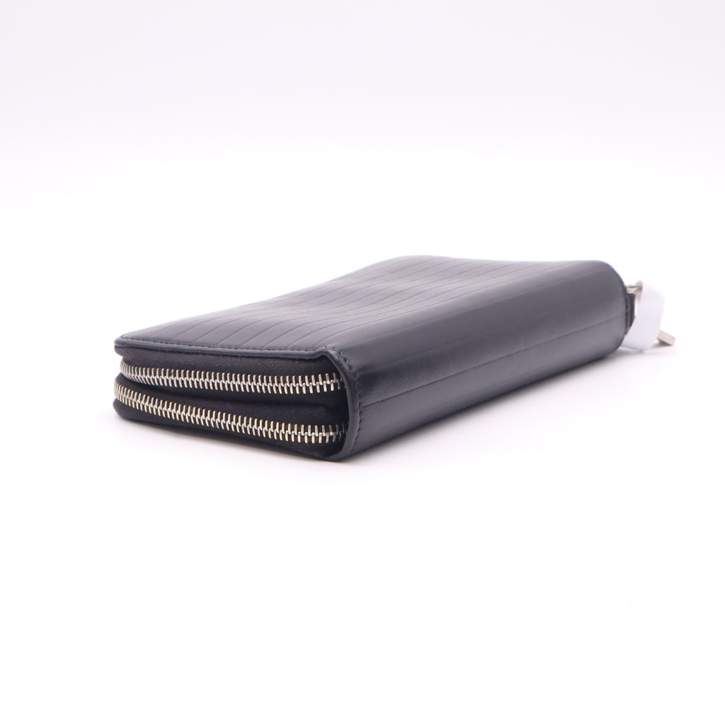 Dior Homme Black Tie Ribbed Leather Zip-Around Wallet W22591