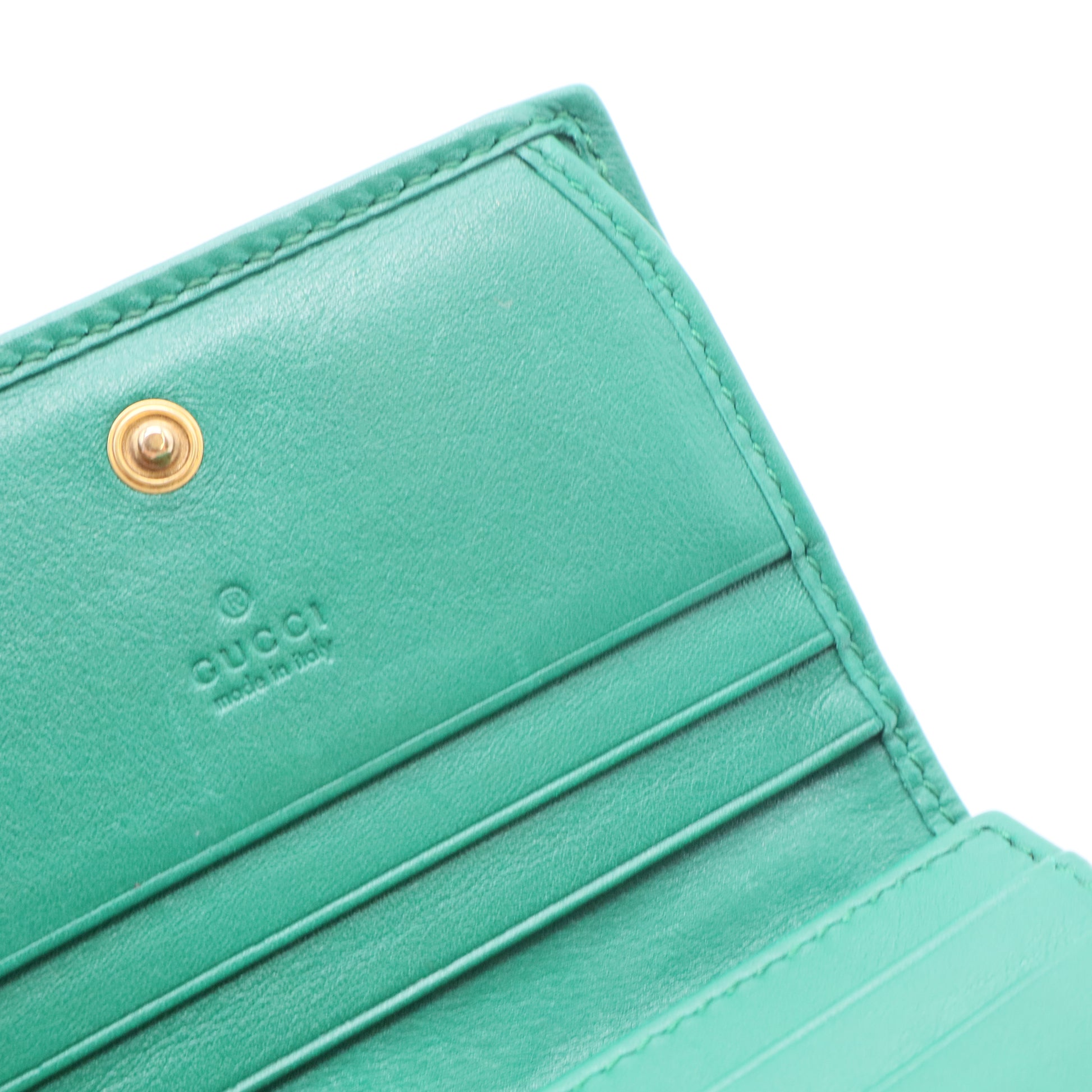 Calfskin Matelasse GG Marmont Card Case Wallet Emerald