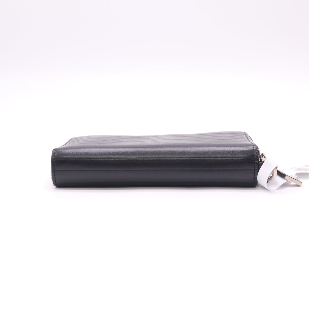 Dior Homme Black Tie Ribbed Leather Zip-Around Wallet W22591