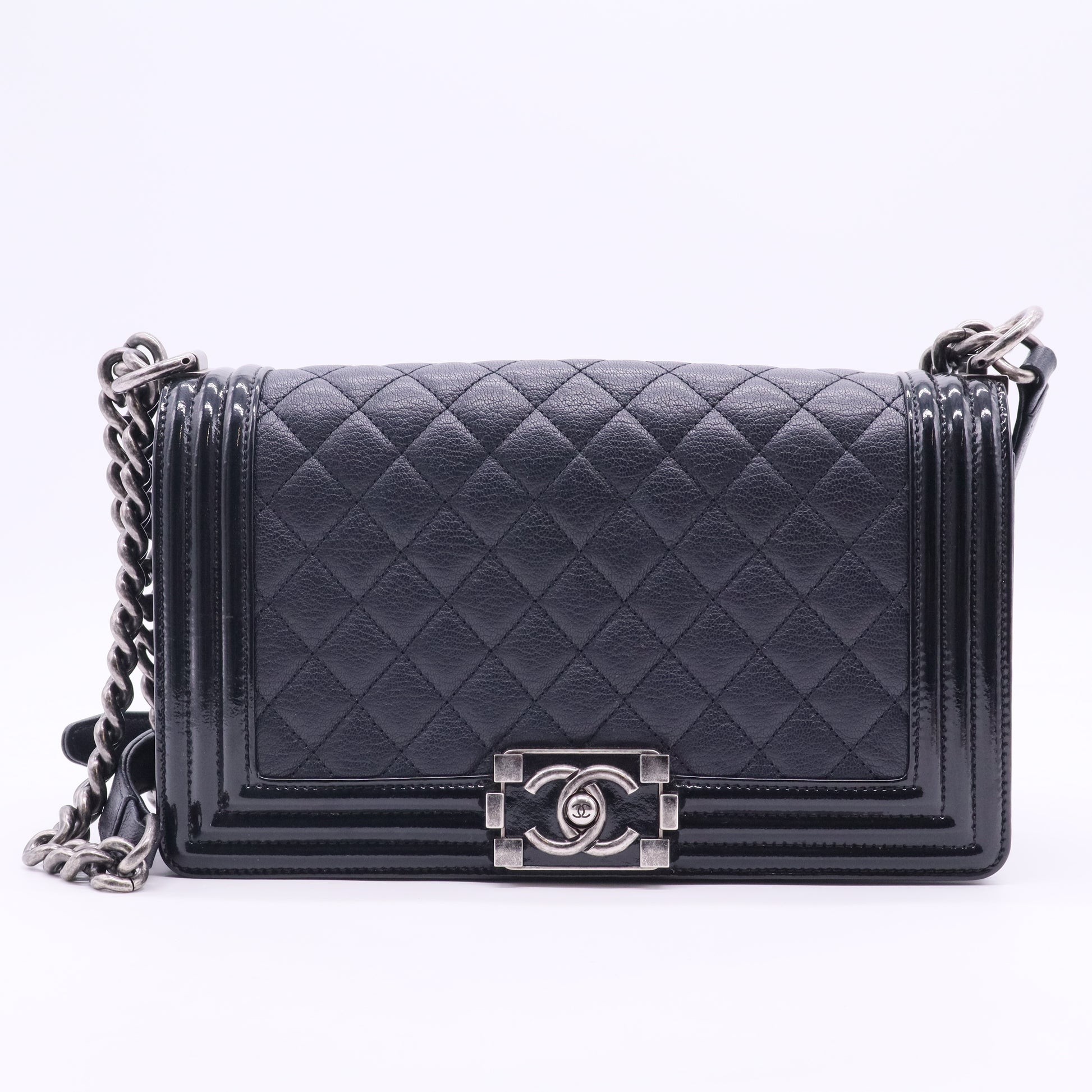 Boy Flap Bag Quilted Caviar Old Medium