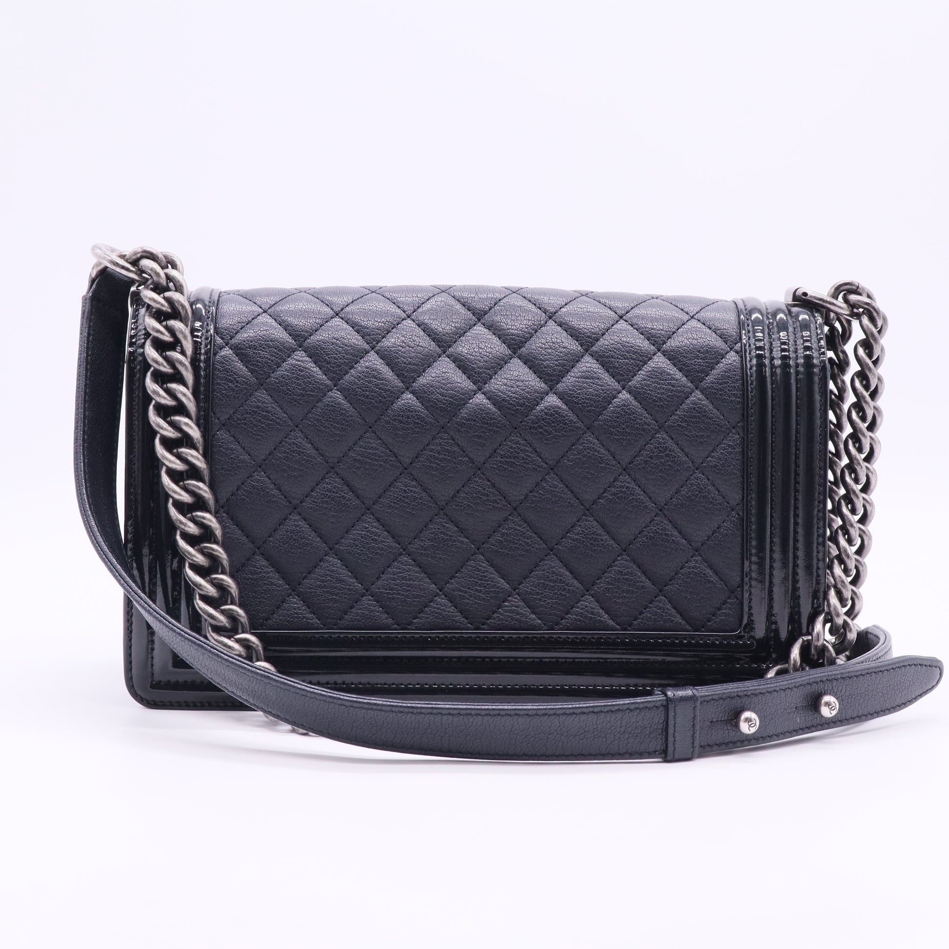 Boy Flap Bag Quilted Caviar Old Medium