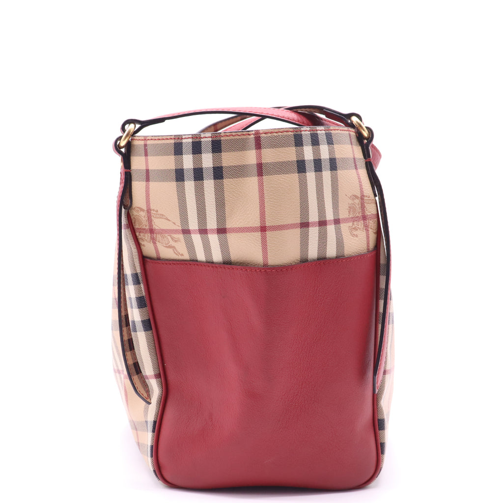 Canterbury Tote Leather and House Check Canvas Small Twins B21135