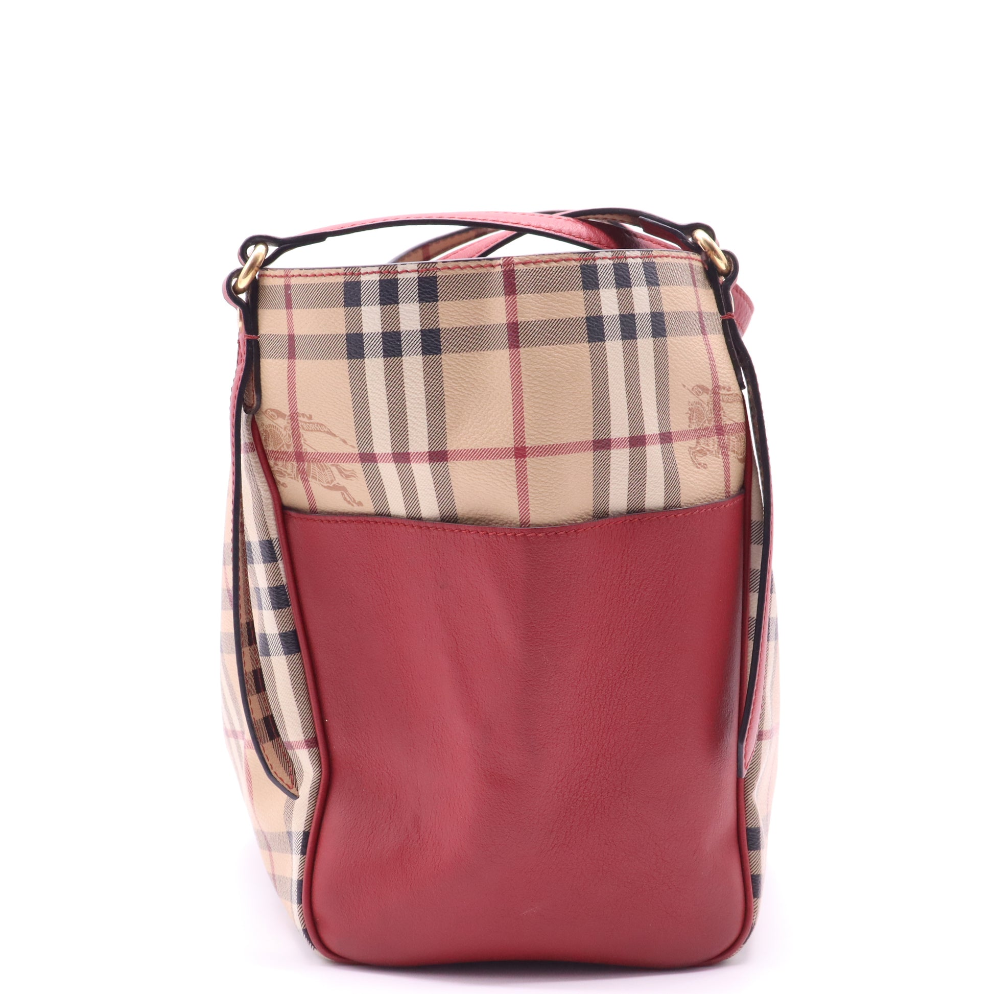 Canterbury Tote Leather and House Check Canvas Small Twins B21135