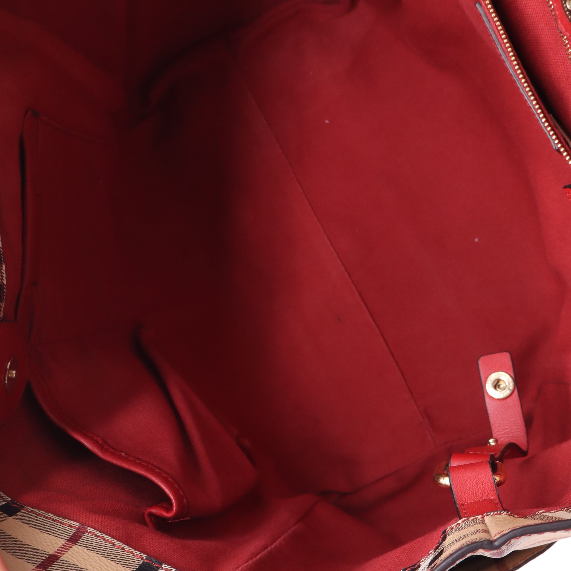 Canterbury Tote Leather and House Check Canvas Small Twins B21135