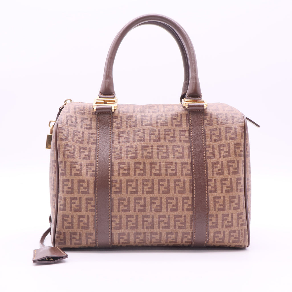 Fendi Zucchino Coated Canvas Boston Bag twins