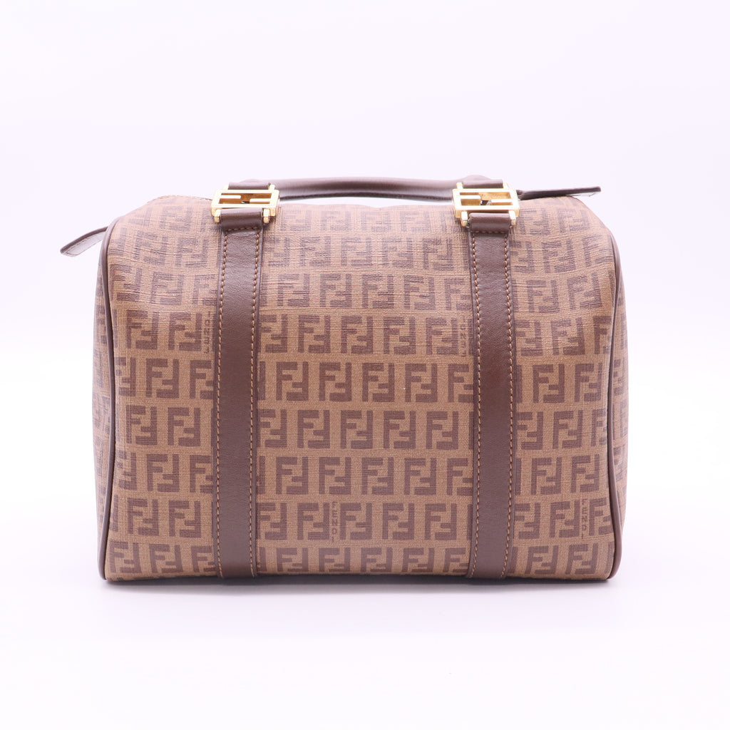 Fendi Zucchino Coated Canvas Boston Bag twins