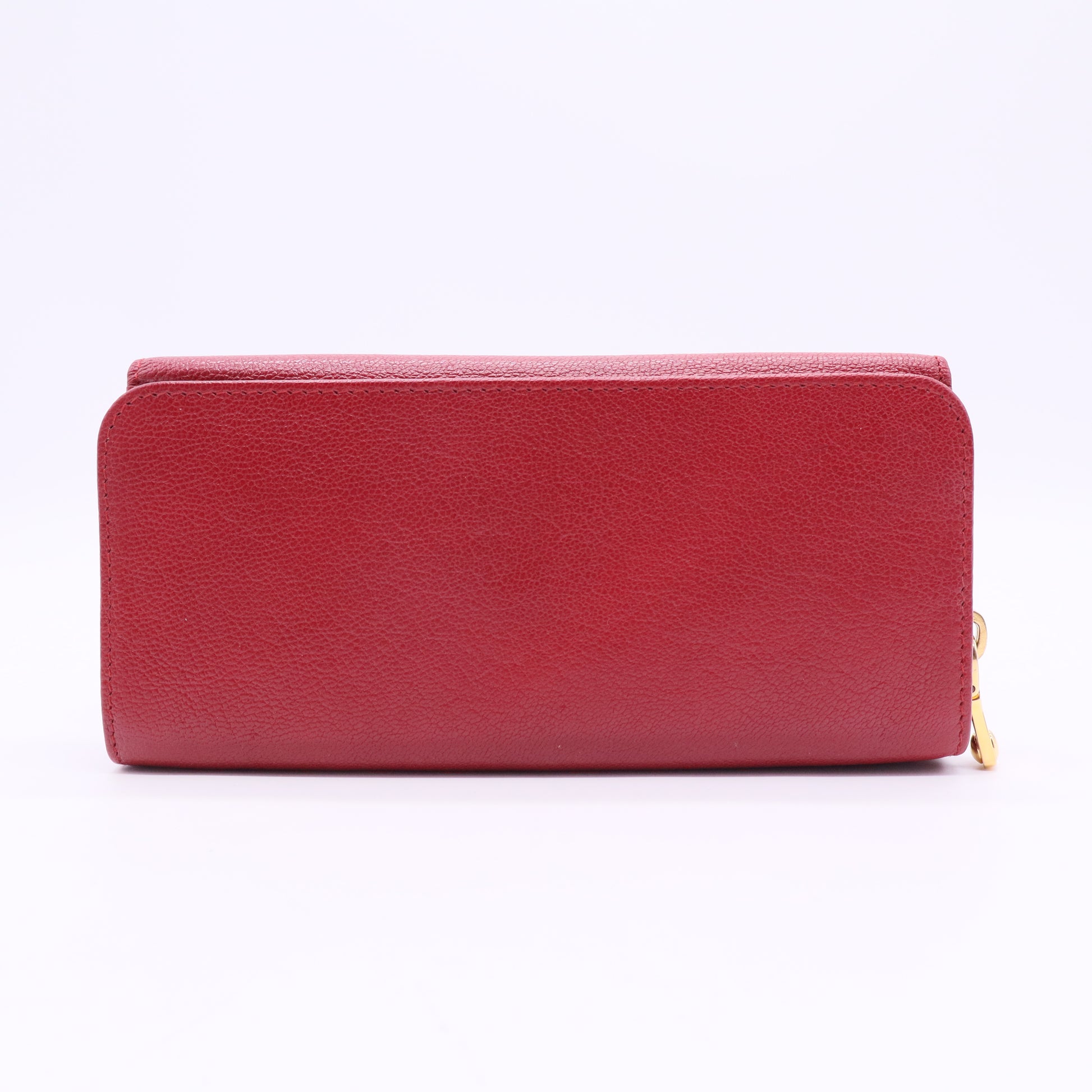 red Madras leather flap long wallet