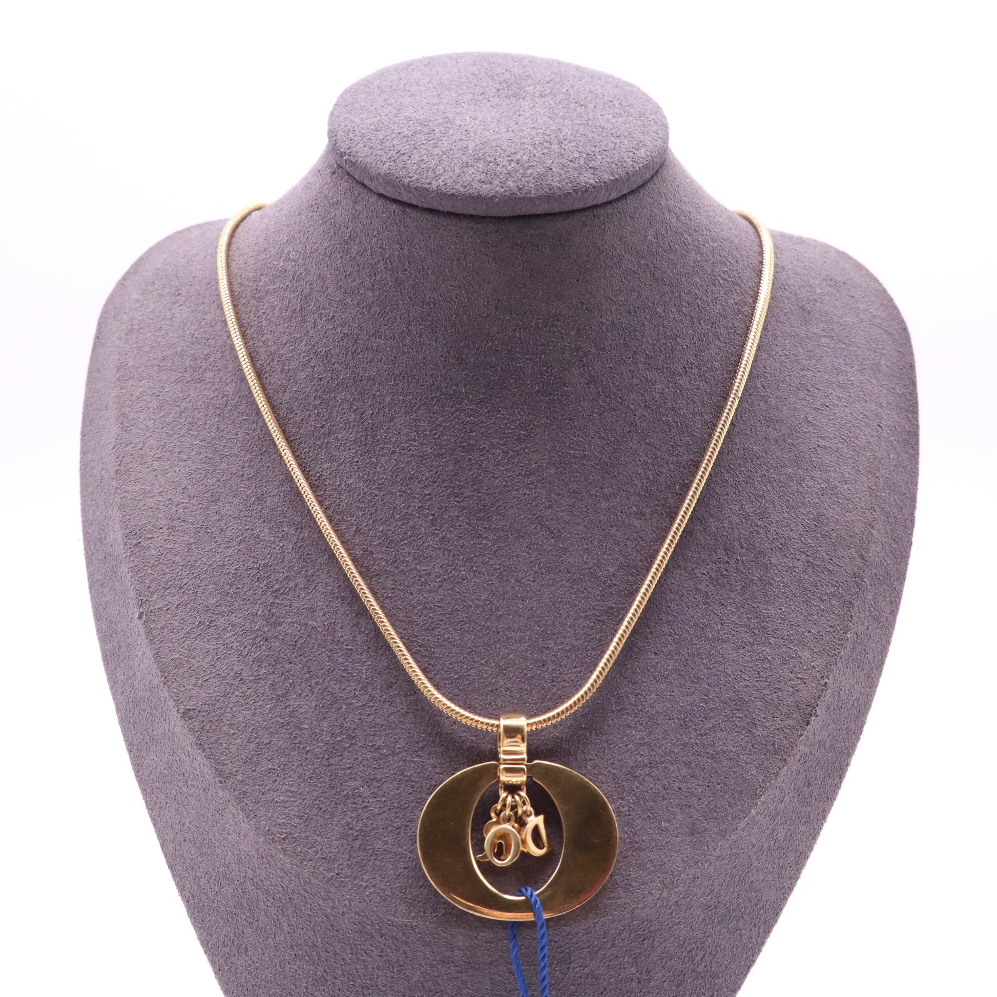 Christian Dior Vintage Logo Pendant Necklace Twins LDJ4132