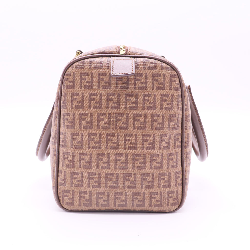Fendi Zucchino Coated Canvas Boston Bag twins