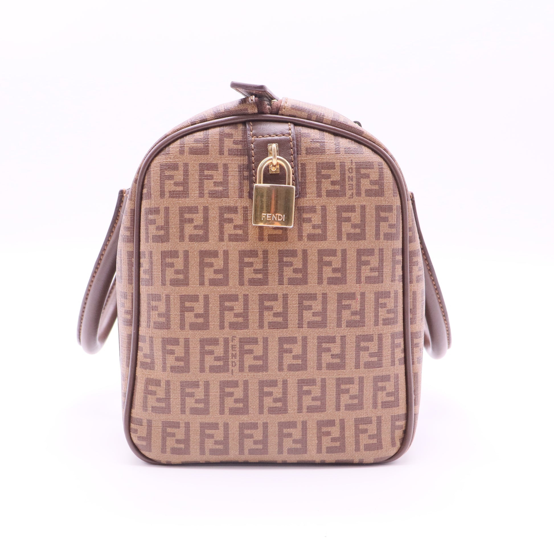 Fendi Zucchino Coated Canvas Boston Bag twins