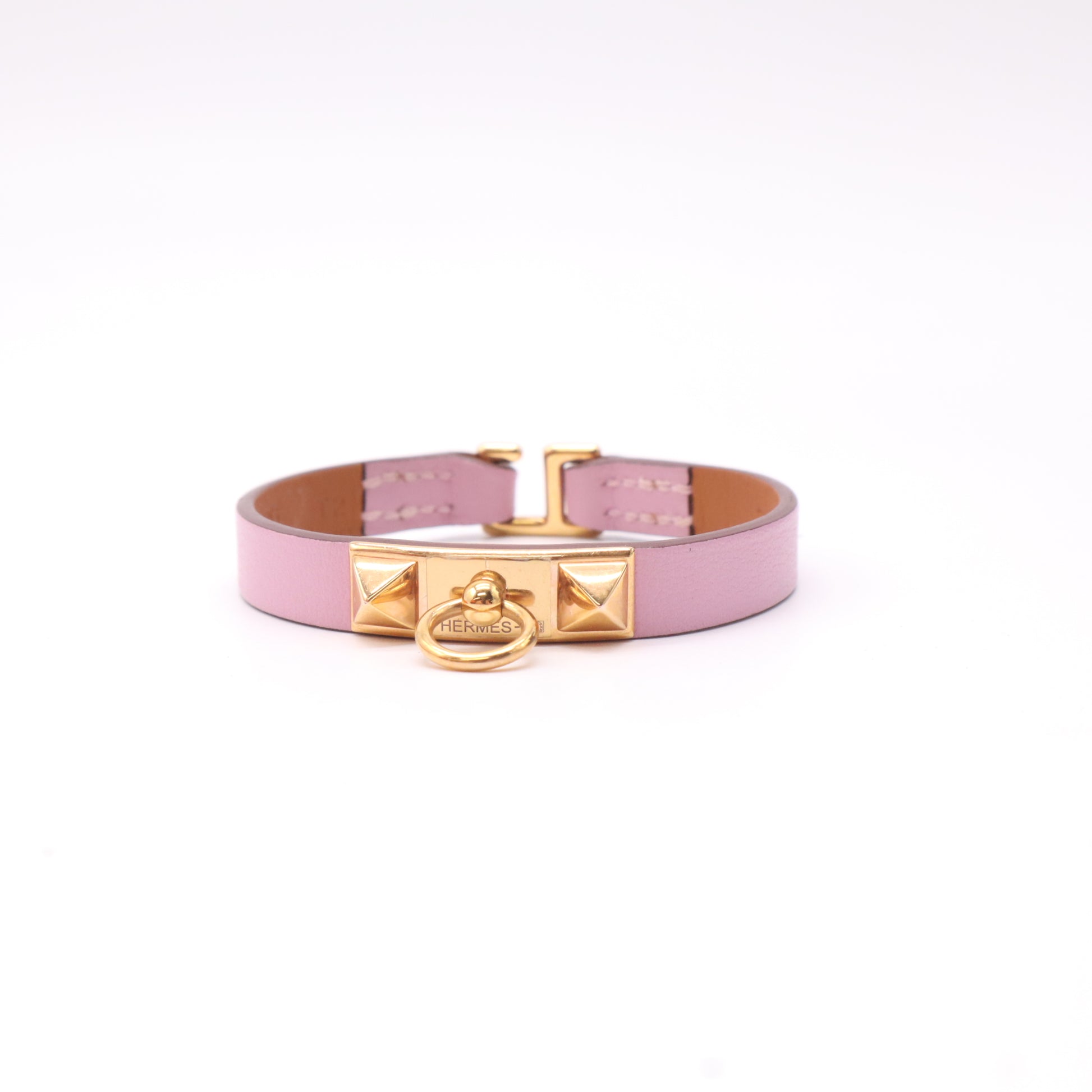 Rose Sakura Leather Gold Plated Mini Rivale Bracelet Size T2 W22641