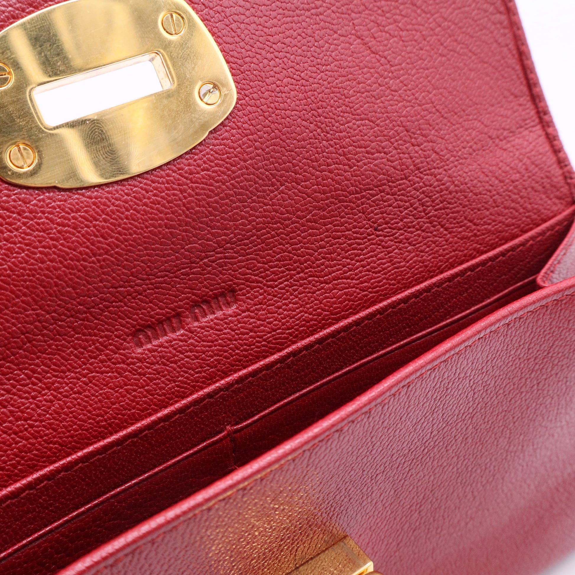 red Madras leather flap long wallet