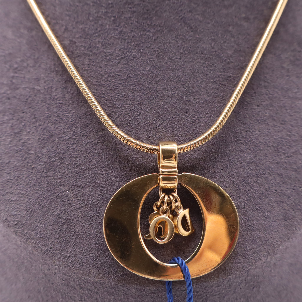 Christian Dior Vintage Logo Pendant Necklace Twins LDJ4132