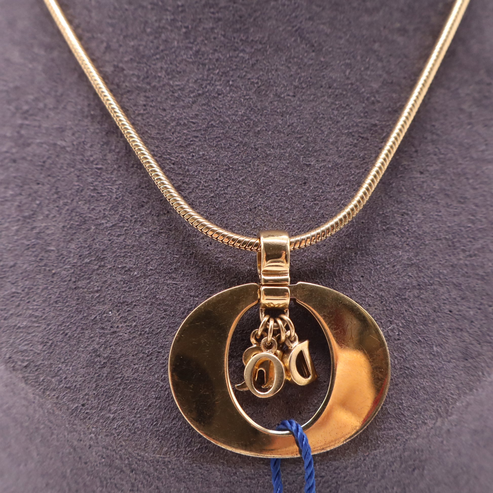 Christian Dior Vintage Logo Pendant Necklace Twins LDJ4132