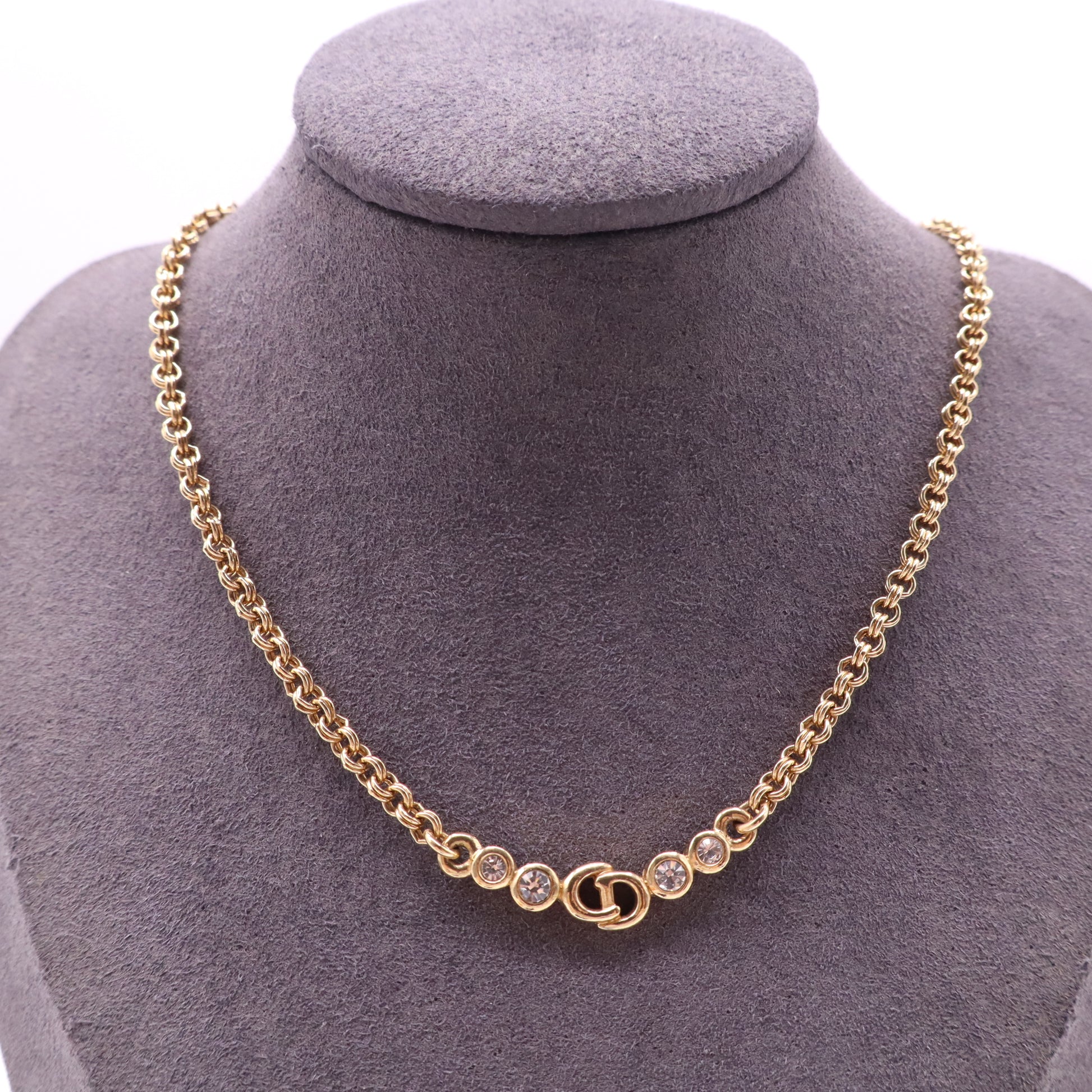 Crystal CD Chain Necklace Gold Twins LDJ4133