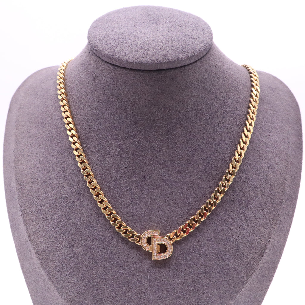 Christian Dior Metal Crystal 30 Montaigne Necklace Twins LDJ4130