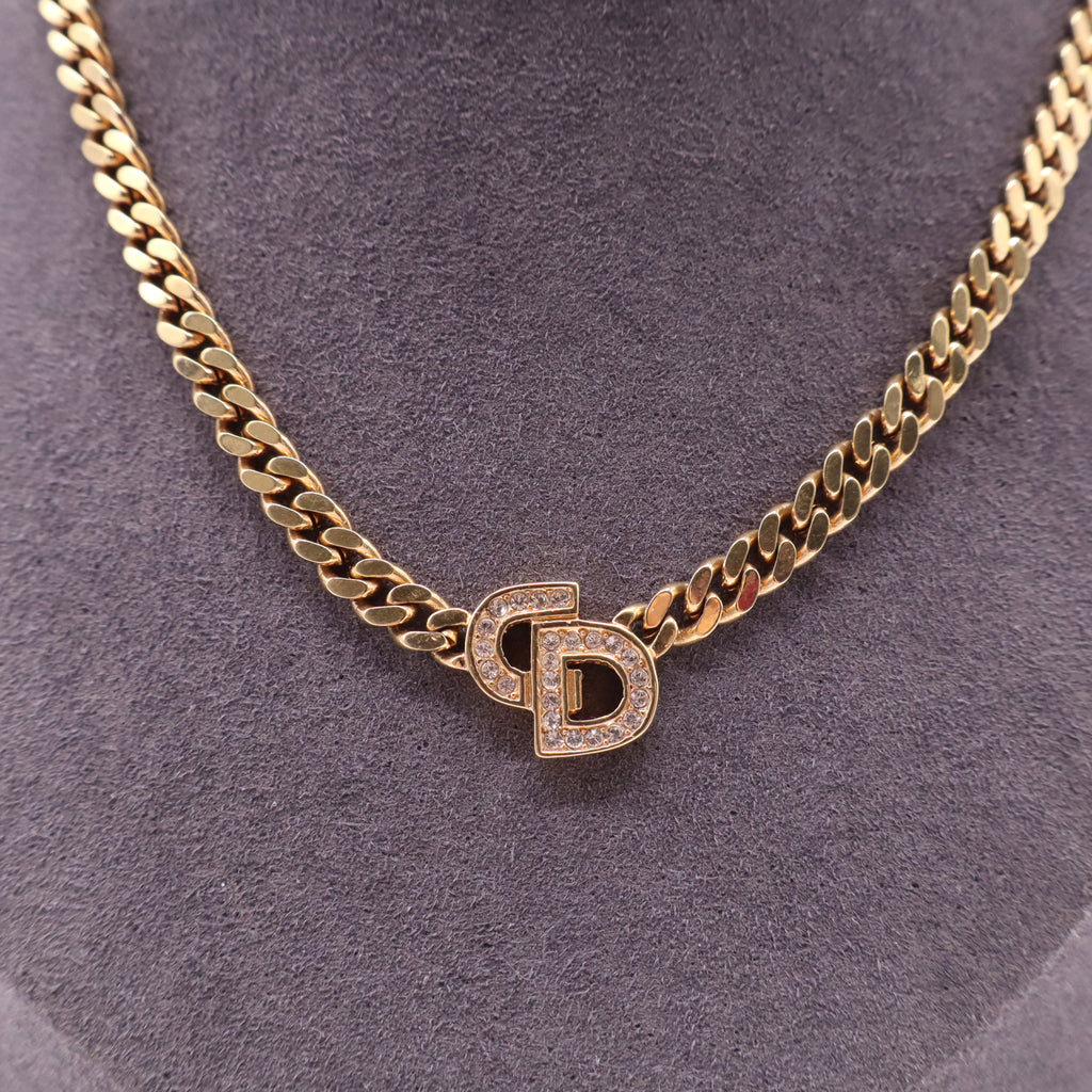 Christian Dior Metal Crystal 30 Montaigne Necklace Twins LDJ4130