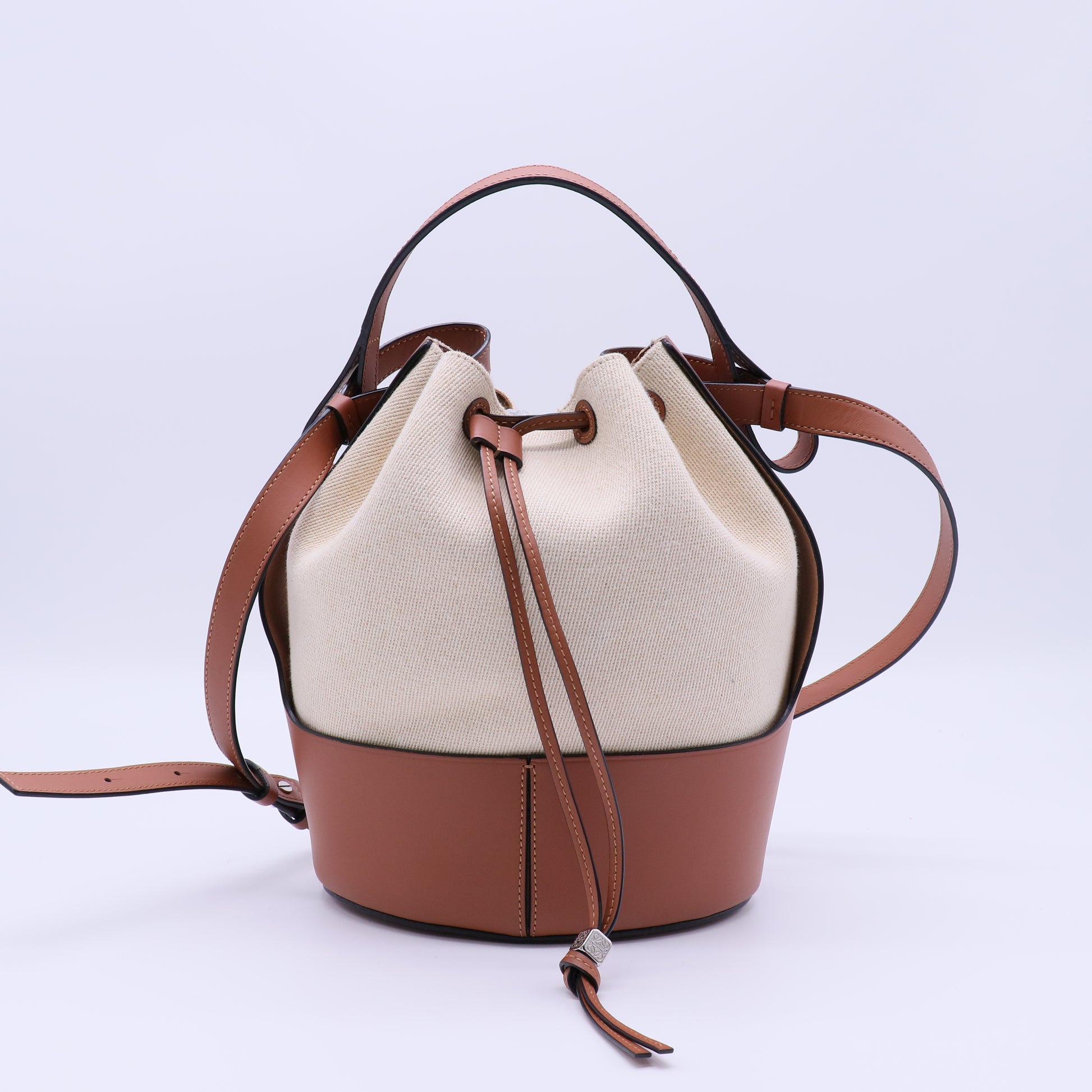 Loewe - Balloon Bucket Bag Canvas and Leather Medium Twins LDJ4106