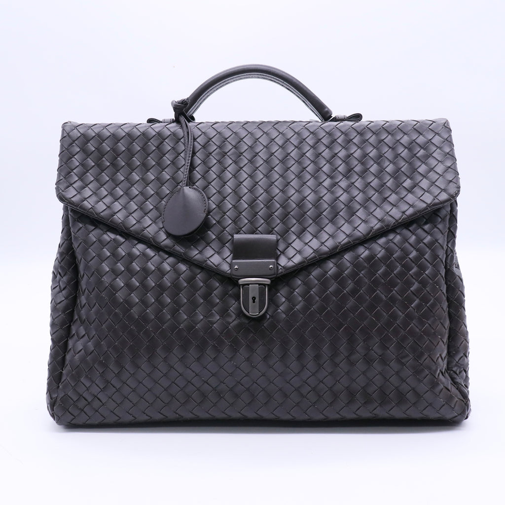 Black Nappa Intrecciato Briefcase Twins LDJ3653