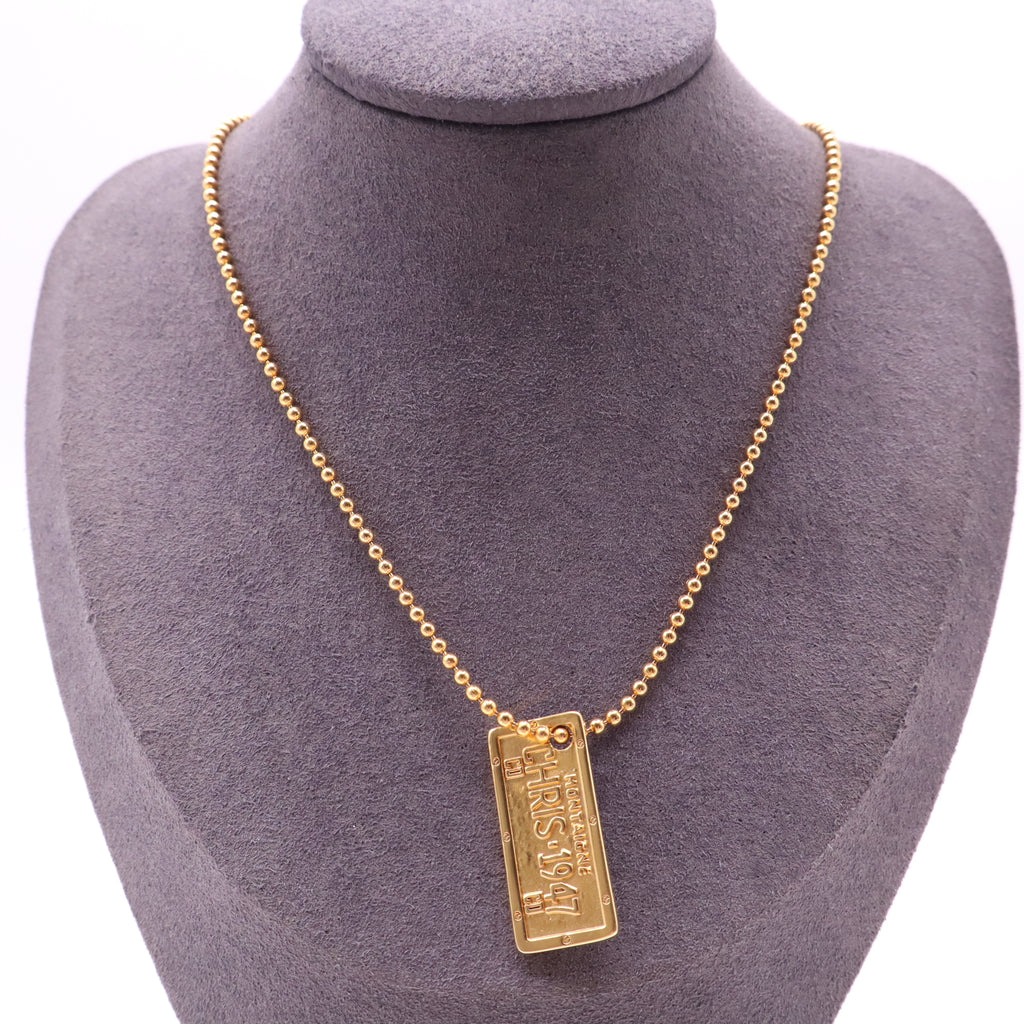 Dior ID Tag Charm Necklace GoldTwins LDJ4131
