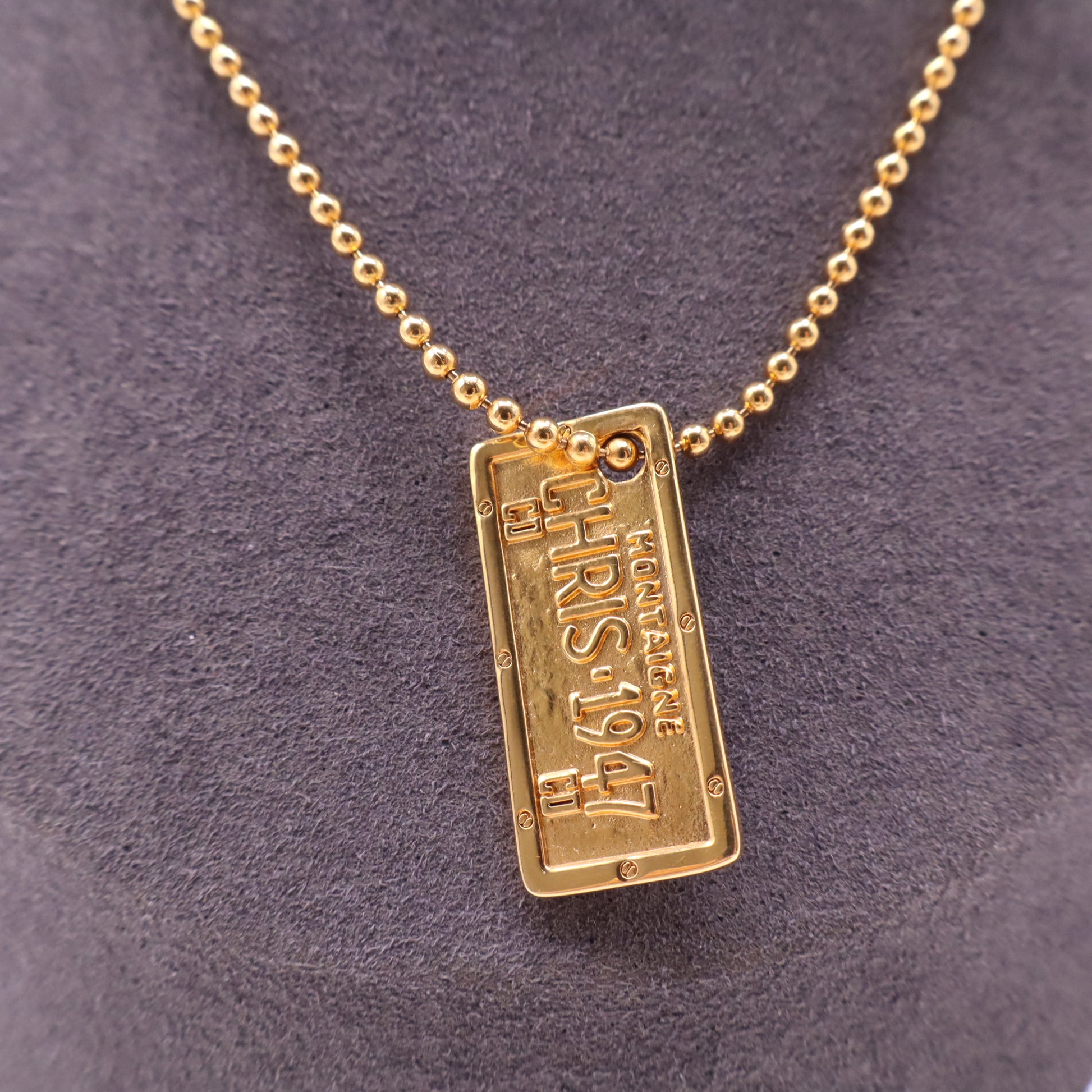 Dior ID Tag Charm Necklace GoldTwins LDJ4131