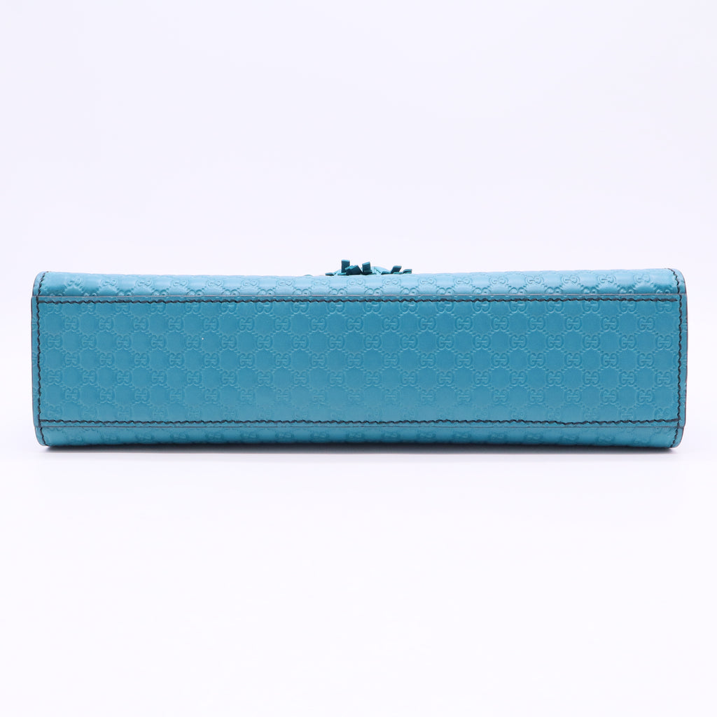 Teal Microguccissima Leather Medium Emily Chain Shoulder Bag