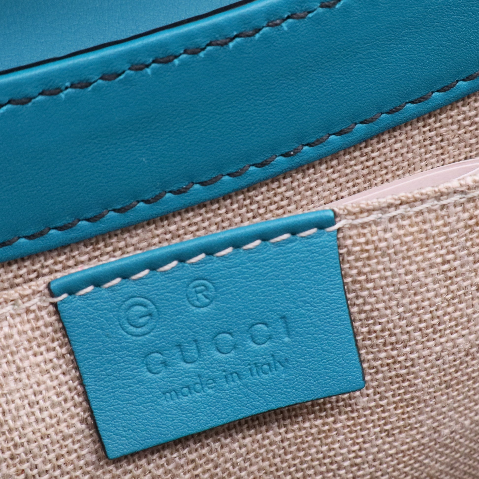 Teal Microguccissima Leather Medium Emily Chain Shoulder Bag