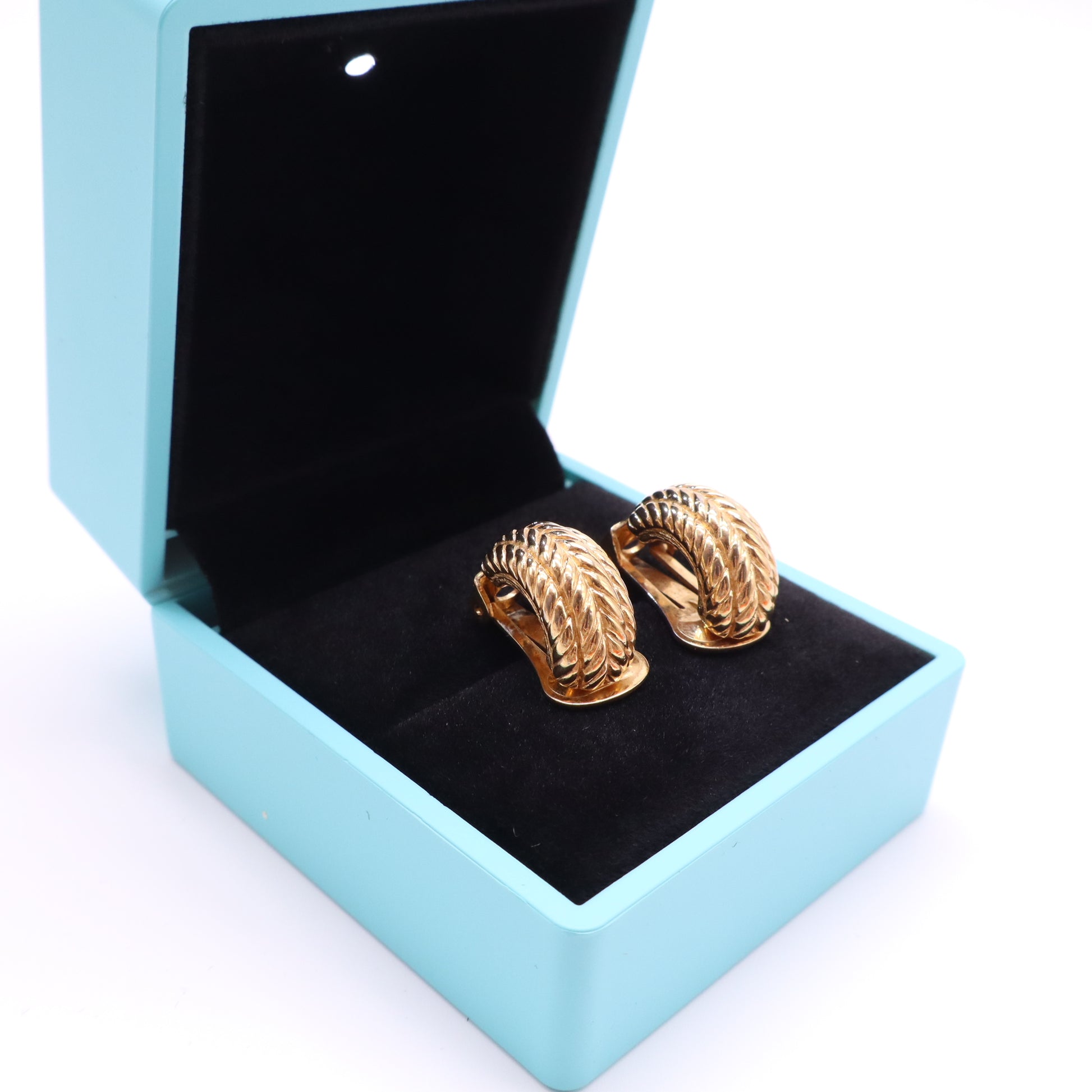 Dior Gold Rope-Textured Clip On Earrings Twins LDJ4134